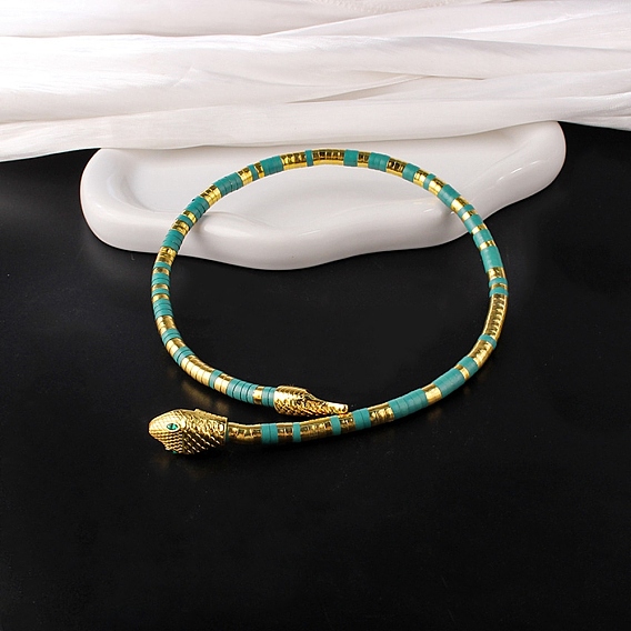 Ожерелья-чокеры со змеиным принтом из сплава зеленого цвета со стразами для женщин