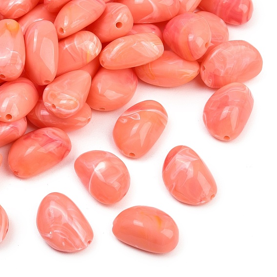 Непрозрачные акриловые бусины, имитирующие драгоценные камни, неправильный овал, два тона