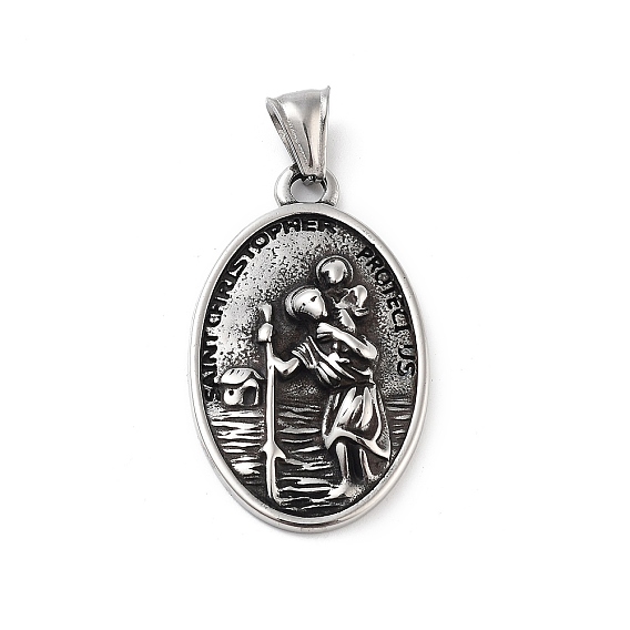 Ретро 304 из нержавеющей стали большие кулоны, овал с человеческим обаянием