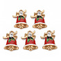 Alloy Enamel Pendants, with Crystal Rhinestone, Light Gold, Cadmium Free & Nickel Free & Lead Free, Christmas Bell