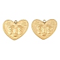 304 Stainless Steel Pendants, Heart with Abstract Face Charms, Ion Plating(IP)