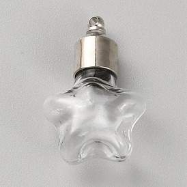 Clear Glass Bottle Pendants, with Platinum Brass Finding