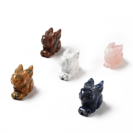 Natural Gemstone Sculpture Display Decorations, for Home Office Desk, Rabbit