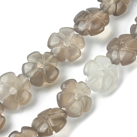 Natural Grey Agate Bead Strands, Flower