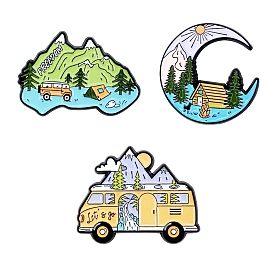 Mountain Enamel Pins, Black Alloy Brooches for Backpack Clothes