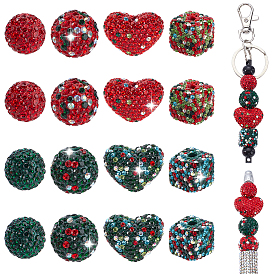 16 шт. 8 стили бусины из полимерной глины ручной работы со стразами, разнообразные