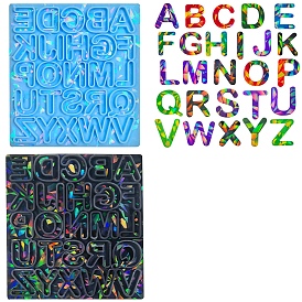 Letter A~Z Shape Holographic DIY Silicone Mold, Resin Casting Molds, for UV Resin, Epoxy Resin Craft Making