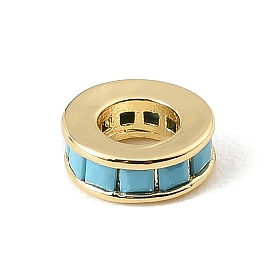 Messing Mikro ebnen Zirkonia European Beads, Flachrund, Großloch perlen, Gestell, langlebig überzogen, Bleifrei und cadmium frei, echt 18 k vergoldet