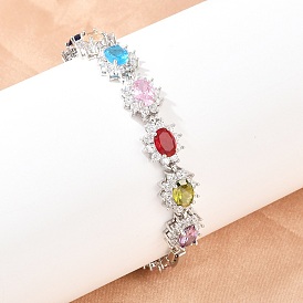 Теннисные браслеты из платиновой латуни с микропаве из кубических цирконий, овальные, браслеты для женщин, с группы часы застежками, долговечный