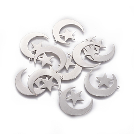 201 Stainless Steel Pendants, Moon and Star