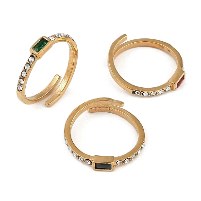 Ионное покрытие (ip) 304 манжетное кольцо из нержавеющей стали со стразами, открытое кольцо для женщин