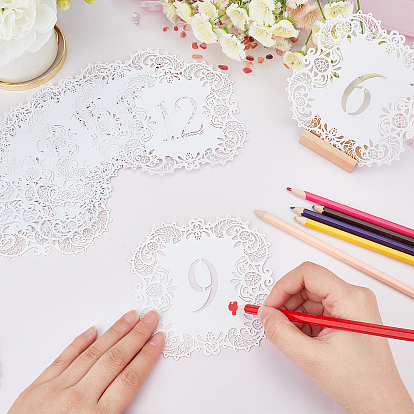 SUPERFINDINGS 2 Set 2 Style Paper Table Numbers Cards, with Hollow Out Lace Flowers Pattern, for Wedding, Restaurant, Birthday Party Decorations