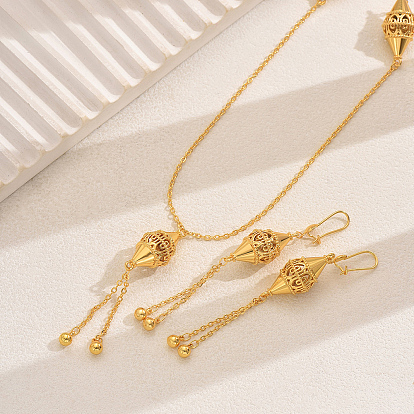 Комплекты из латунных биконусных серег и ожерелий с кисточками для женщин