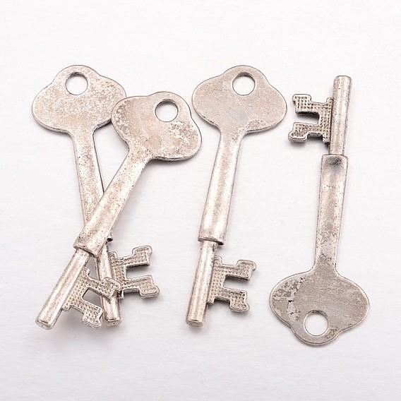 Сплавочные подвески тибетского стиля, без кадмия и без свинца, отмычка, 64x22x3.5 мм, отверстие : 5 мм