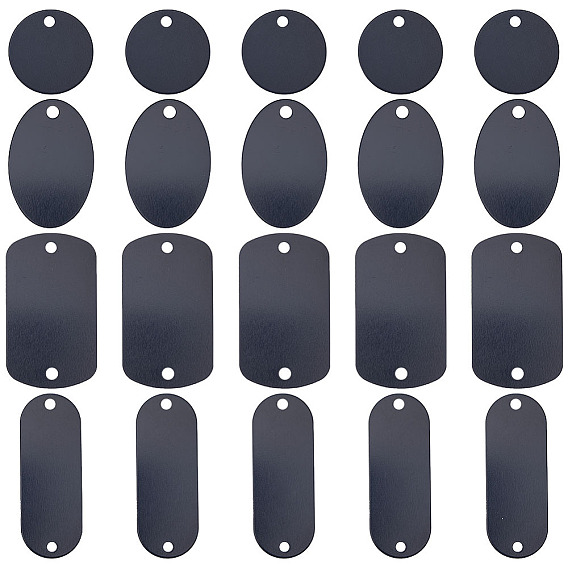 Набор для поиска поделок для изготовления ювелирных изделий, в том числе 24шт 4 стилей овальные и плоские круглые алюминиевые подвески и подвески, штамповка пустых жетонов для собак