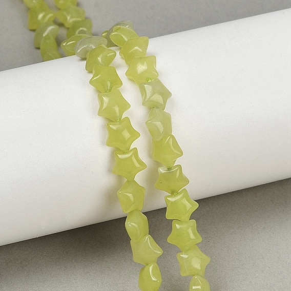 Натуральные нефритовые бусины, цвет лимона , звезда