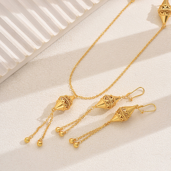 Комплекты из латунных биконусных серег и ожерелий с кисточками для женщин