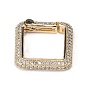 Brass Micro Pave Clear Cubic Zirconia Spring Gate Rings, Long-Lasting Plated, Square