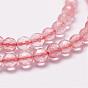 Perles de verre de quartz cerise brins, facette, ronde