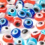 8 Style Resin Beads, Flat Round & Round with Evil Eye