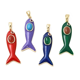 Драгоценный камень подвески, подвески в виде рыбок из латуни с микропаве из кубических цирконий и эмали, реальный 18 k позолоченный, без кадмия и без свинца, стойки покрытие, долговечный