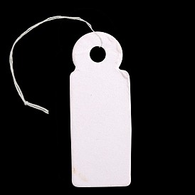 Rectangle Blank Hang tag, Jewelry Display Paper Price Tags, with Cotton Cord, 29x11x0.2mm, Hole: 3mm, 500pcs/bag