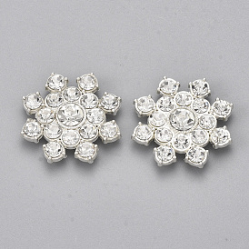 Alloy Acrylic Rhinestone Cabochons, Faceted, Flower