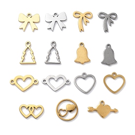 Anti-Tarnish 304 Stainless Steel Charms, Laser Cut, Bowknot/Heart/Tree Charm