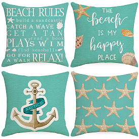 Summer Ocean Blue Throw Pillow Cover Starfish Sea Anchor Pillow Cushion Cover