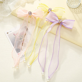 Cute Butterfly Hair Clips with Rhinestones and Netting for Kids