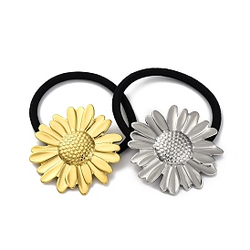 304 Stainless Steel Hair Ties, with Nylon Cord, Sunflower