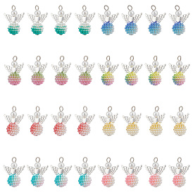 4 комплекты подвесок из сплава, ангельское очарование, с имитацией жемчужные бусины акриловые