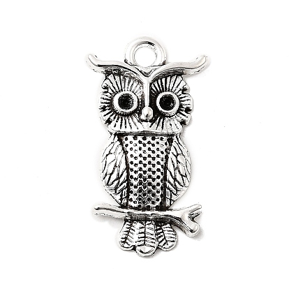 Tibetan Style Alloy Pendant Rhinestone Settings, Owl, Cadmium Free & Lead Free, Fit For 1mm Rhinestone, 26x14.5x3.5mm, Hole: 2mm, about 617pcs/1000g