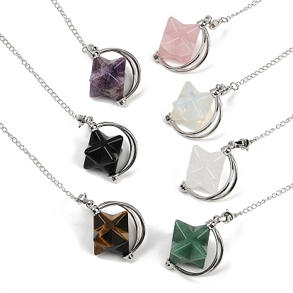 Маятники для биолокации с заостренным кончиком из натуральных и синтетических драгоценных камней, с латунной цепью