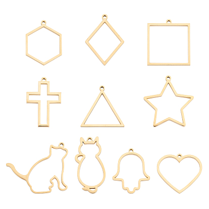 Вакуумное покрытие pvd 304 подвески из нержавеющей стали с открытой задней частью, для diy уф смолы, эпоксидная смола, Прессованные цветочные украшения, разнообразные