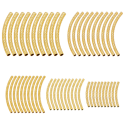 50 шт. 5 стили латунные текстурированные изогнутые трубчатые бусины