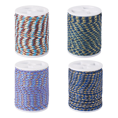 4 рулоны 4 цвета 4 корд поликоттоновый, двухслойный, металлический корд, веревка ручной работы макраме, для гобелена вешалка для растений, вязание ниток своими руками