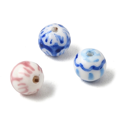 Handmde Porcelain Beads, Round, Hand Painted, Famille Rose Porcelain