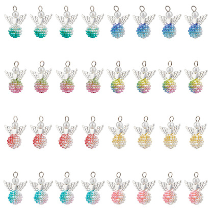 4 комплекты подвесок из сплава, ангельское очарование, с имитацией жемчужные бусины акриловые