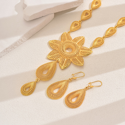 Экстравагантный комплект из сплава с подвеской в виде цветка и серег-подвесок для женщин на свадьбу