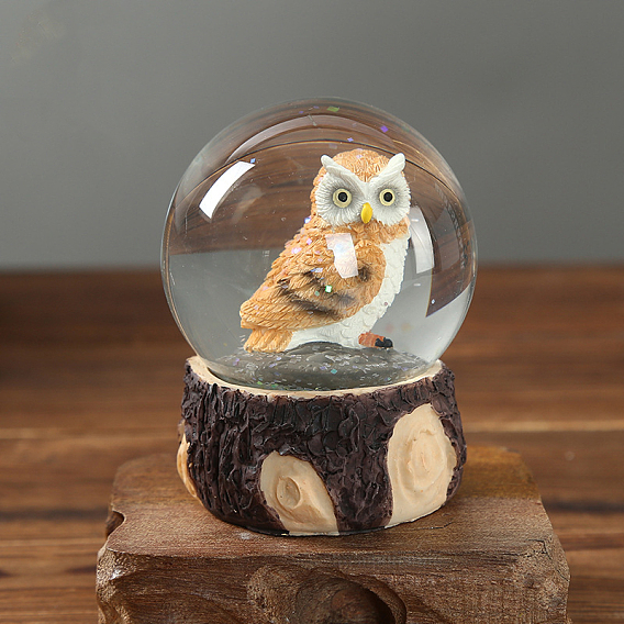 Статуя из смолы, настольное украшение для животных, сова хрустальный шар товары для дома и офиса
