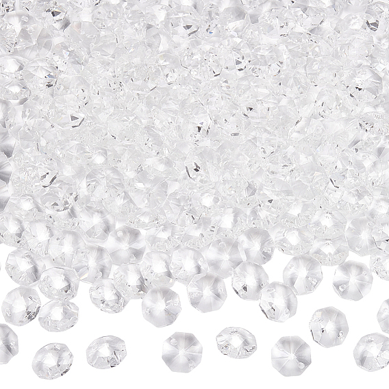 240Pcs Transparent K9 Glass Connector Charms, Faceted Octagon Links