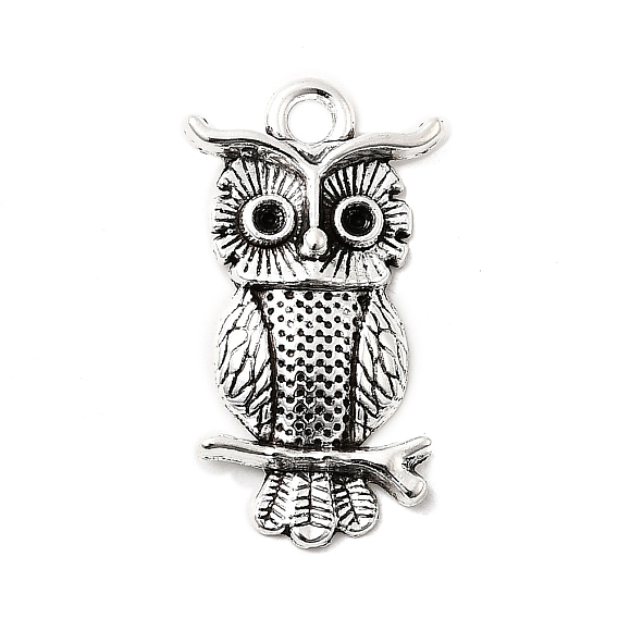 Tibetan Style Alloy Pendant Rhinestone Settings, Owl, Cadmium Free & Lead Free, Fit For 1mm Rhinestone, 26x14.5x3.5mm, Hole: 2mm, about 617pcs/1000g