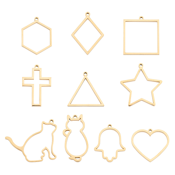 Вакуумное покрытие pvd 304 подвески из нержавеющей стали с открытой задней частью, для diy уф смолы, эпоксидная смола, Прессованные цветочные украшения, разнообразные