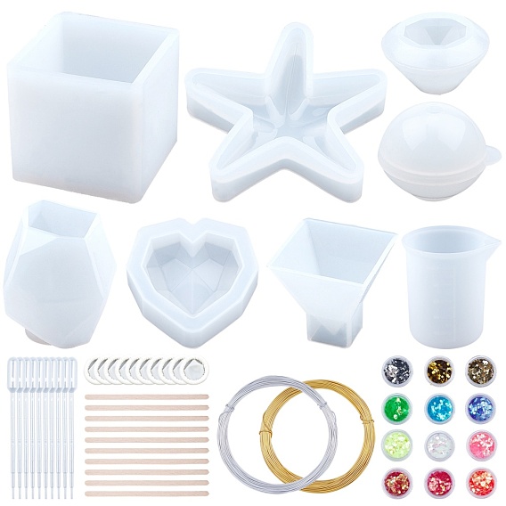 Силиконовые формы olycraft diy, формы для литья смолы, с алюминиевой проволоки, березовые деревянные палочки для мороженого и блестки / пайетки для ногтей