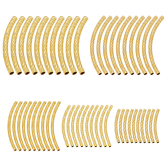 50 шт. 5 стили латунные текстурированные изогнутые трубчатые бусины