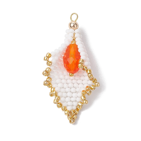 Стеклянные бусины каллы подвески, с бусинами из бобов, булавками с шарообразными головками и стеклянными бусинами