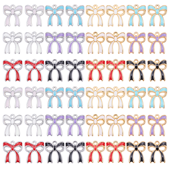 48 шт 12 цвета сплава эмалевые подвески, бантом прелести