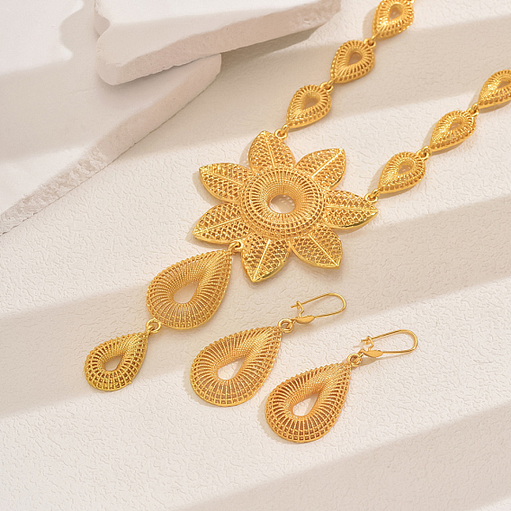 Экстравагантный комплект из сплава с подвеской в виде цветка и серег-подвесок для женщин на свадьбу