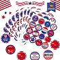 16 Patterns 4 of July American Independence Day Paper Sticker Labels, Self-adhesive Round Dot Decals, for Suitcase, Skateboard, Refrigerator, Helmet, Mobile Phone Shell, Red & White & Blue